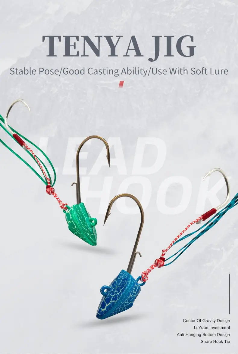 Jig de pesca Leydun con falda de goma multicolor
