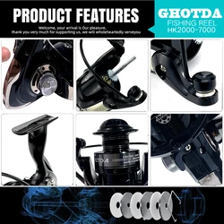 Carrete Jigging HK2000-7000 resistente agua salada