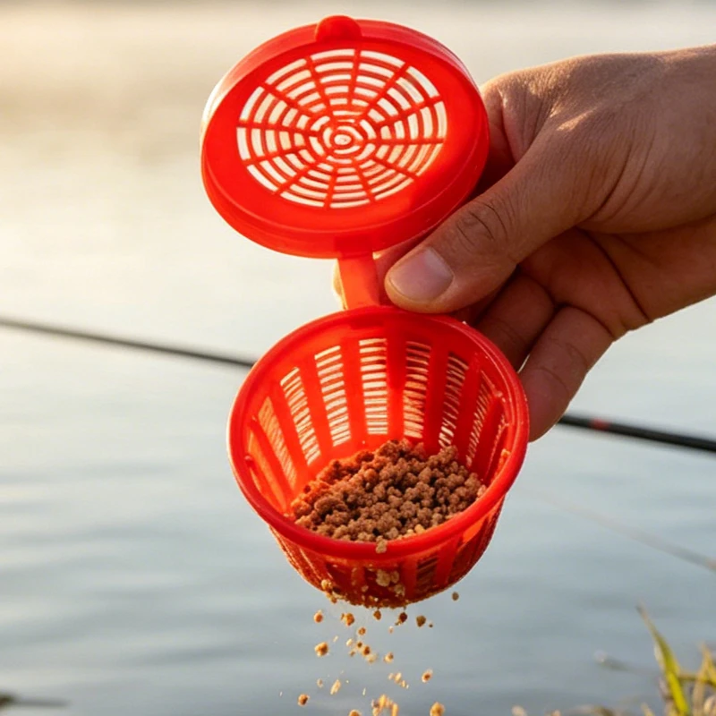 Cestas de cebo de plástico rojas para pesca deportiva - imagen 4
