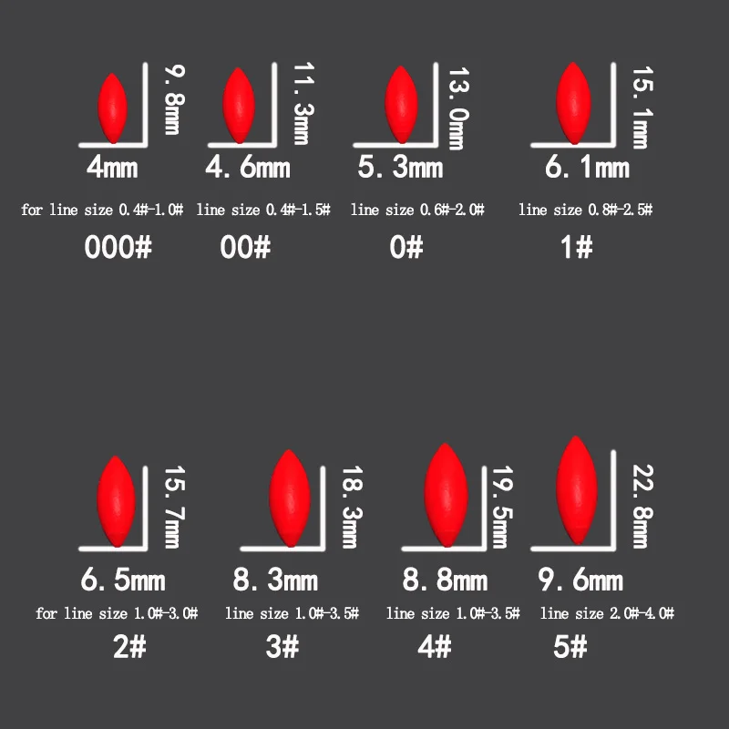 Flotador Ovalado Siete Estrellas Rojo – Conector Mini para Pesca - imagen 2