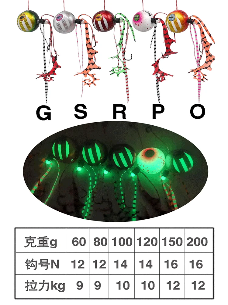 Señuelos jigging luminosos para pargo rojo con anzuelo auxiliar - imagen 4