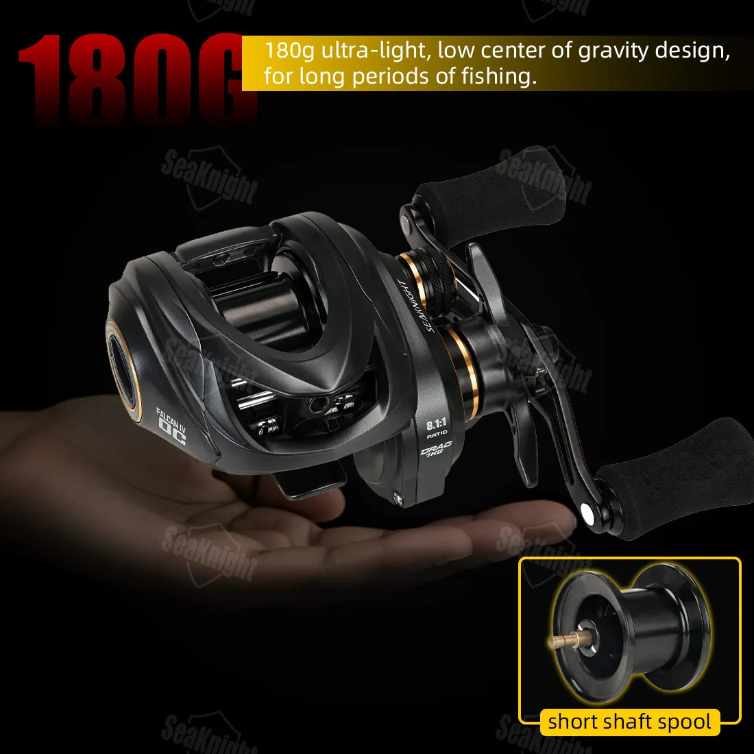 Carrete baitcasting SeaKnight FALCAN IV DC 8.1:1 arrastre fibra carbono - imagen 3