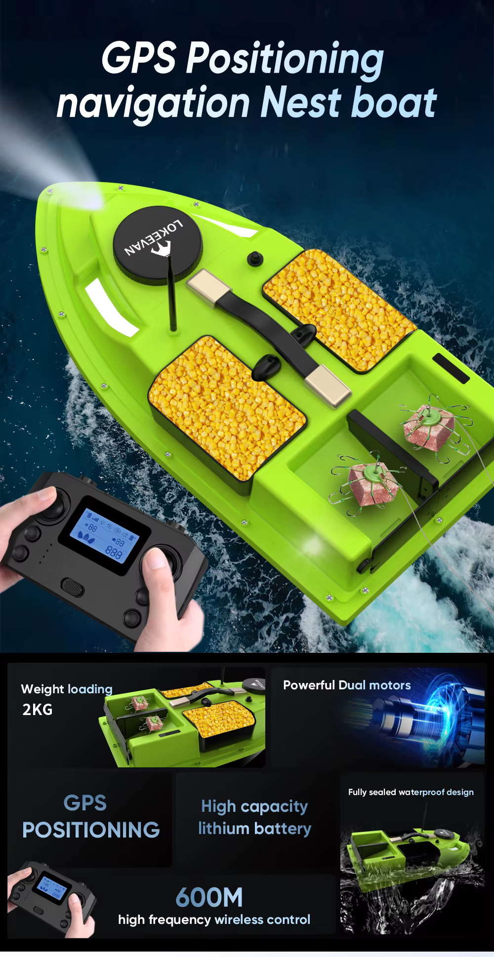Barco cebador GPS para carpas con cámaras y luces nocturnas - imagen 3