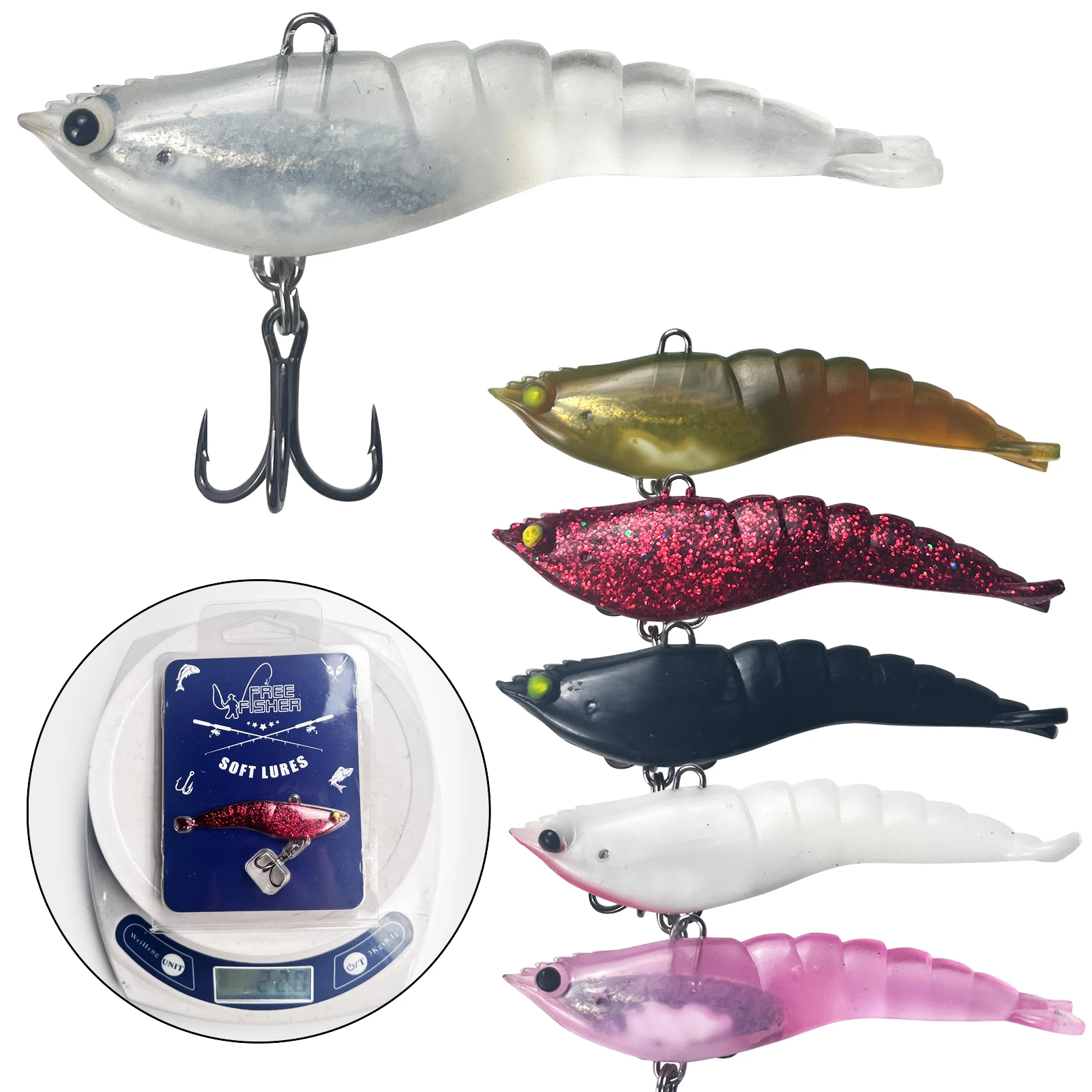 FREE FISHER Señuelos blandos lubina con cabeza Jig para arrastre - imagen 3