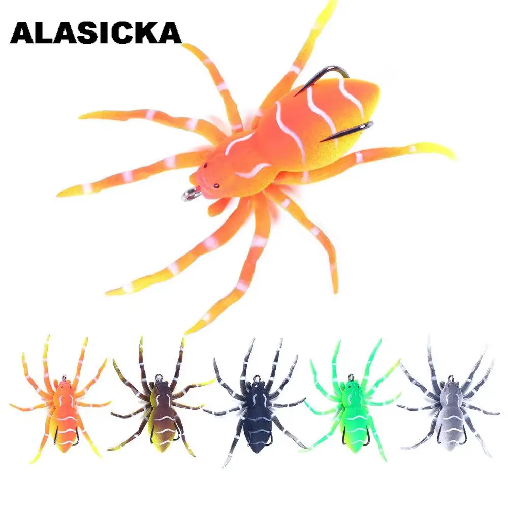ALASICKA Señuelo Araña Suave - Anzuelos triples, cebo plástico - imagen 2