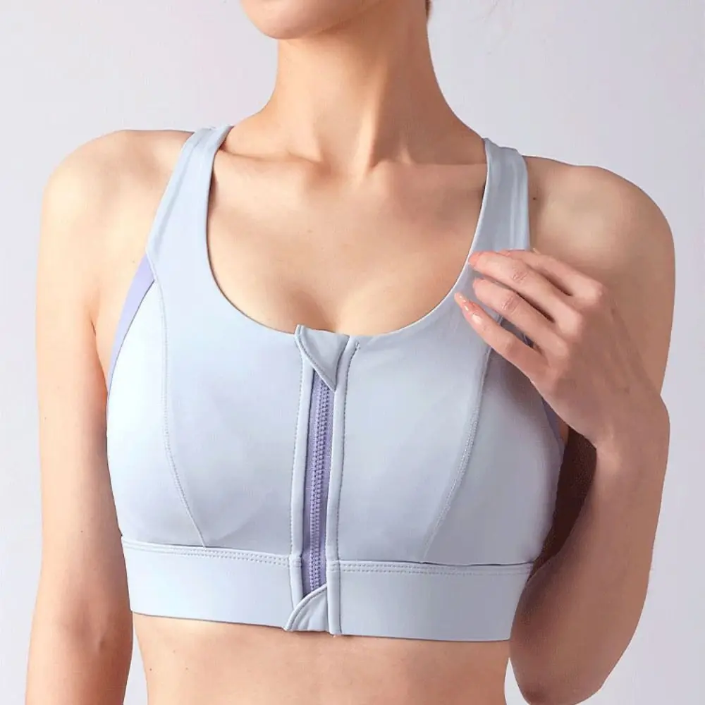 Sujetador deportivo patchwork antideslizante con cremallera frontal - imagen 4