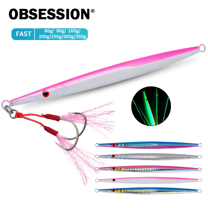 OBSESSION J5 Jig Head luminoso para pesca de agua salada - imagen 4