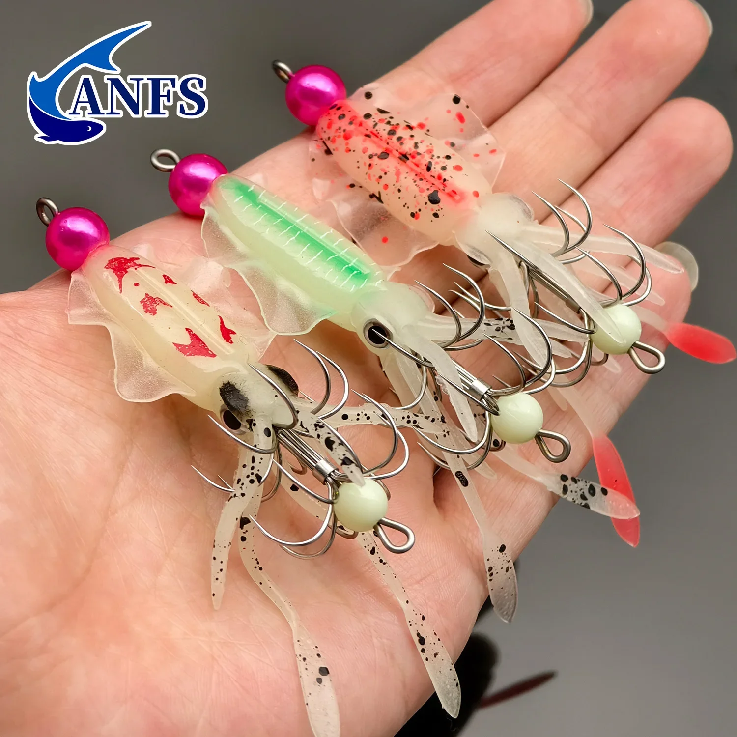 ANFS Anzuelos luminosos con vinilo – Colores surtidos para pesca