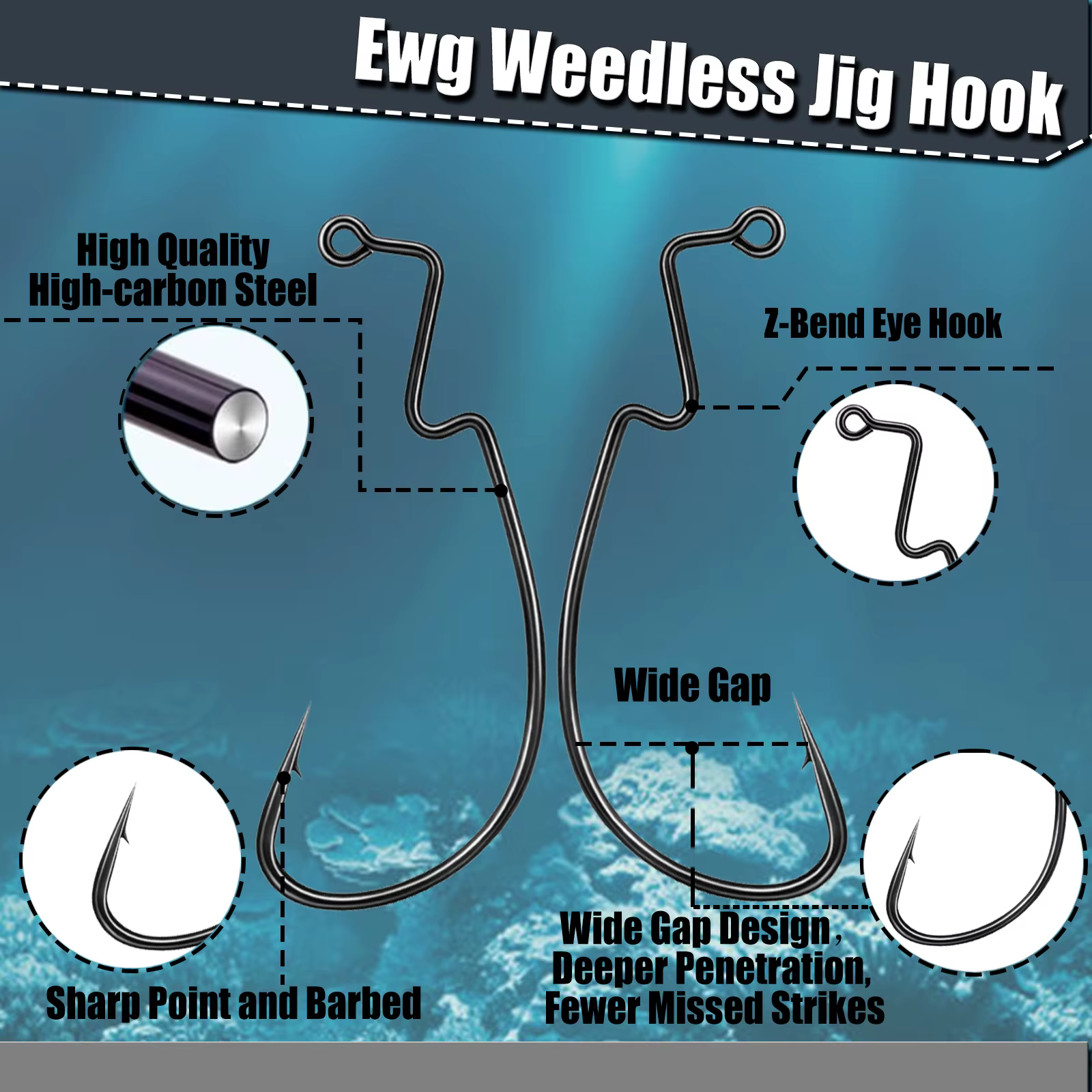 Anzuelos EWG Anti-Enredos 9KM – Texas Rig para Pesca en Agua Salada - imagen 4
