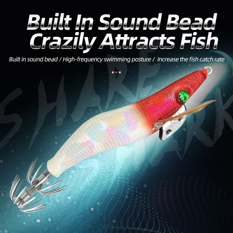 ShareShark señuelo luminoso de camarón de madera para pulpo y calamar - imagen 4