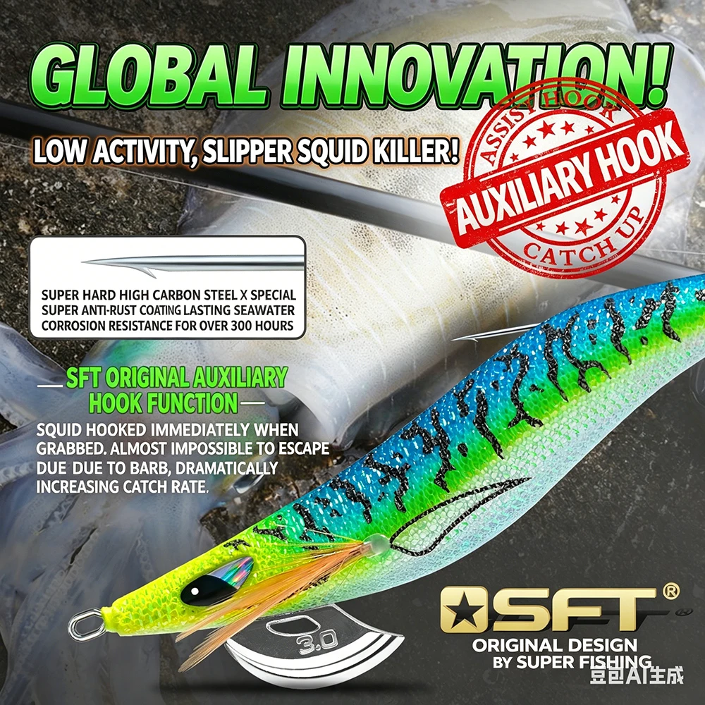 EA Squid SFT Jig EGI calamar Glow UV Dropper para mar gancho - imagen 5