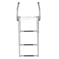 Escalera para barco inoxidable con plataforma ABS y pasamanos dobles