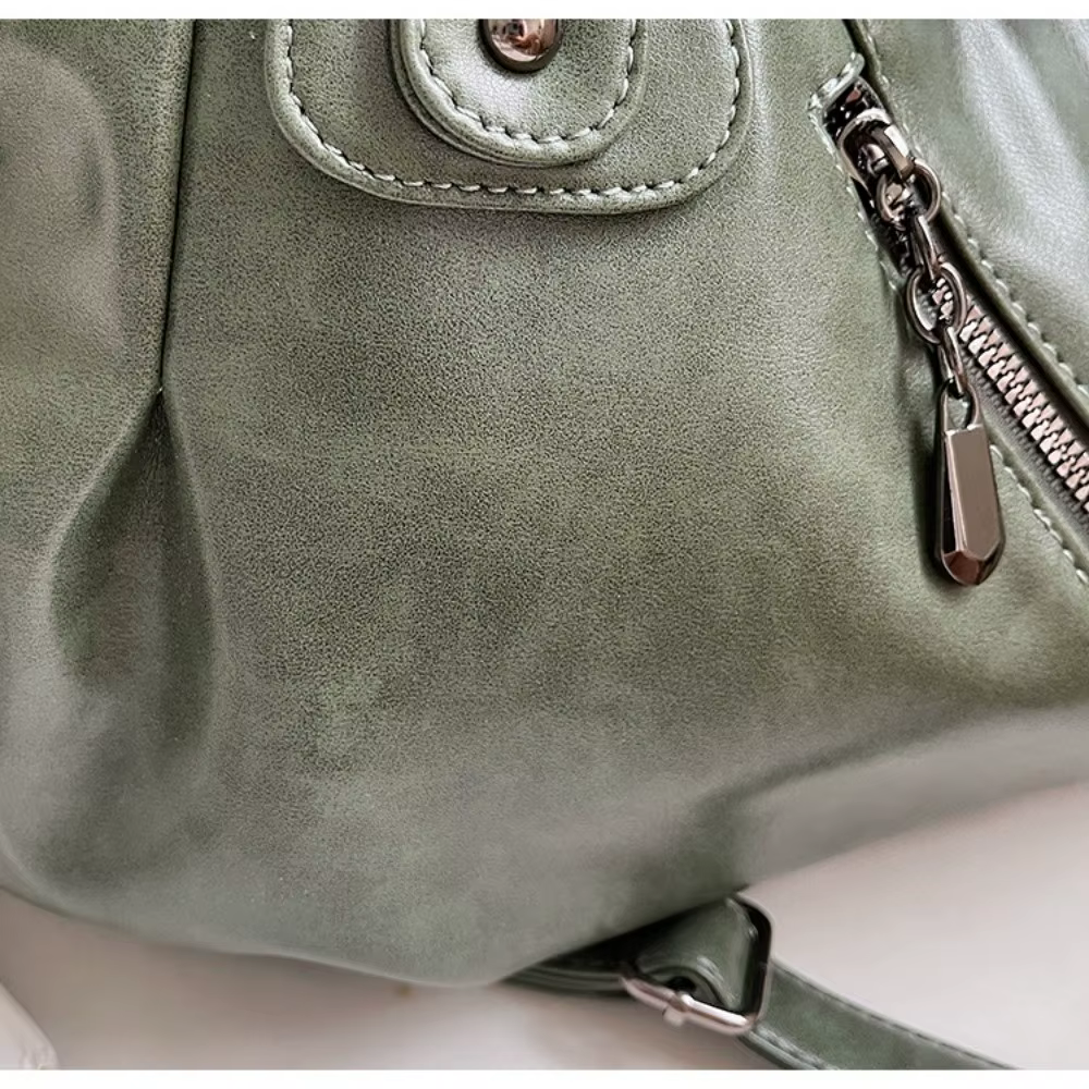 Bolso de hombro mujer retro en cuero PU brillante – Alta capacidad - imagen 2