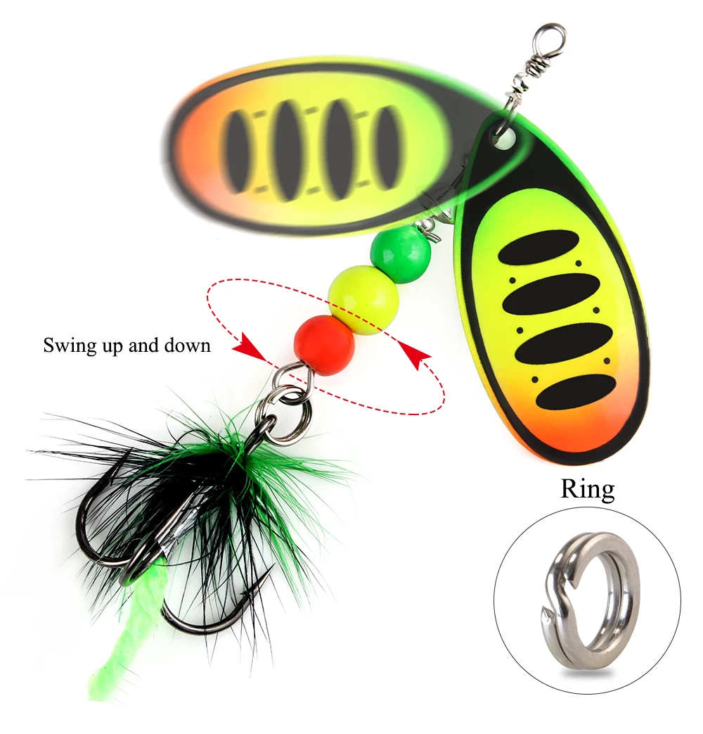 Señuelo spinnerbait con cuchara metálica y anzuelo triple