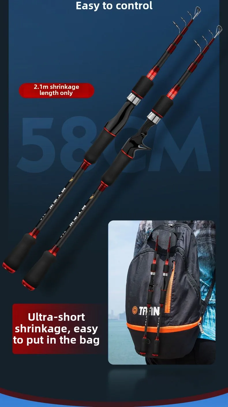 Caña Luya de pesca de mar con diseño retráctil