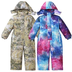 Traje de nieve impermeable estampado con capucha para invierno