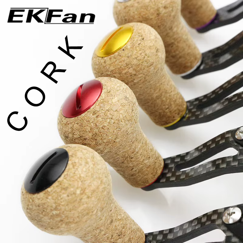 Manivela Carrete EKfan Fibra Carbono 105mm Perilla Madera Intercambiable - imagen 4