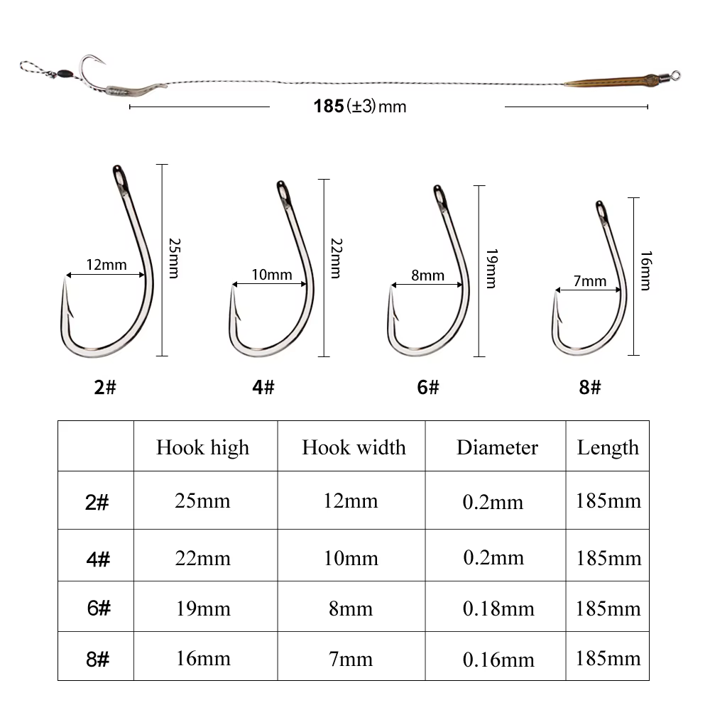 Anzuelos Carpa Hair Rig Europa – Aparejo Pelo 30-60LB - imagen 3