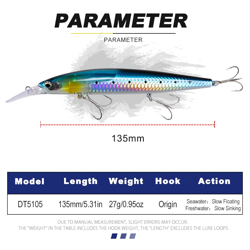 Señuelo Suspending Minnow D1 – Peso deslizante para lubina y lucio - imagen 5
