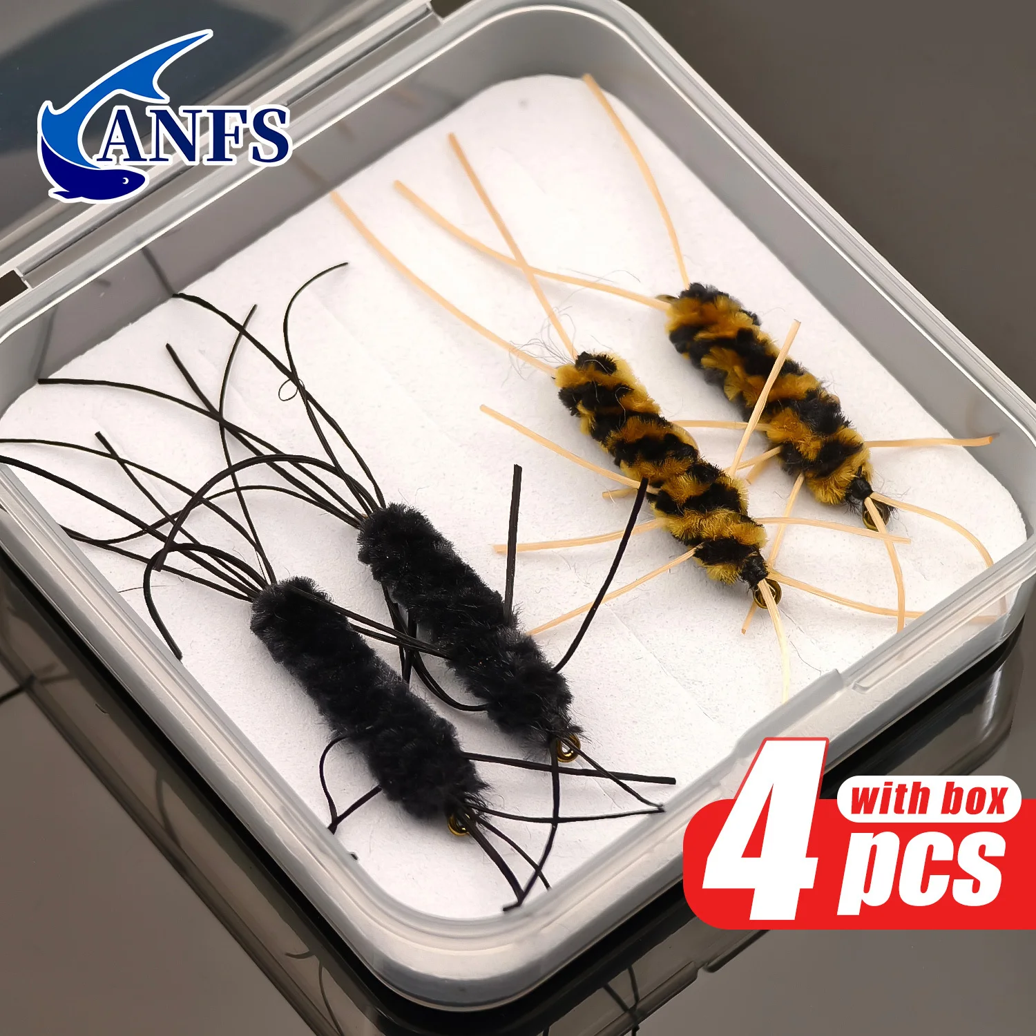 ANFS ninfas de mosca de piedra Pat's Rubber Legs para trucha - imagen 3