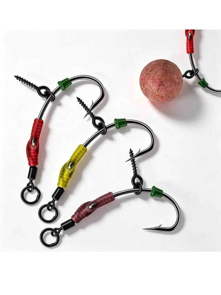 Anzuelo Ronnie Rig con tornillo para cebo y manga de PVC