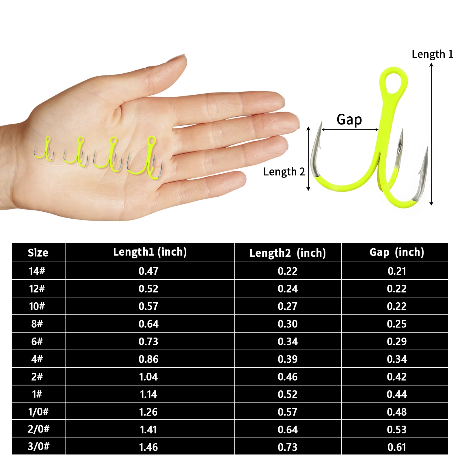 Ganchos triples 9KM verde UV – Potencia 2X para agua dulce