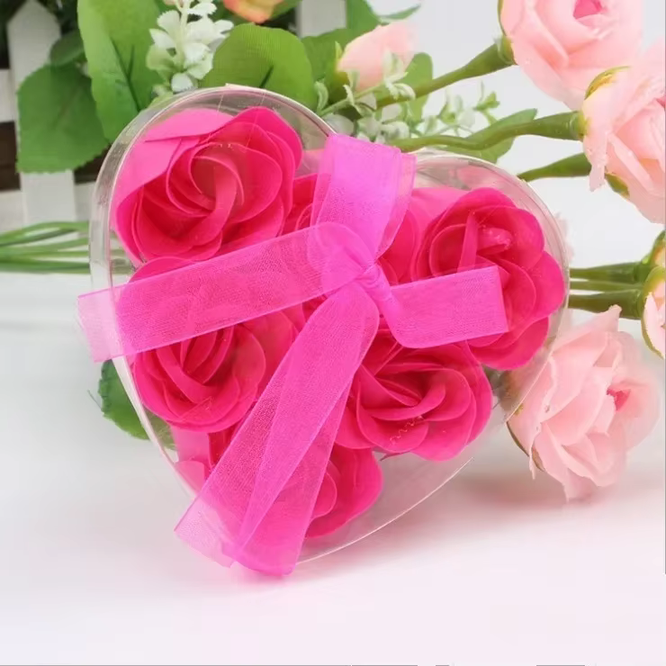 Jabón artesanal pétalos de rosa - Caja corazón regalo romántico - imagen 4