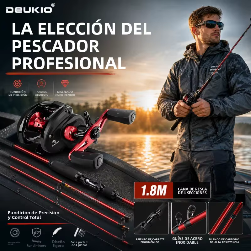 DEUKIO Combo de Caña y Carrete de Pesca de Viaje - imagen 3