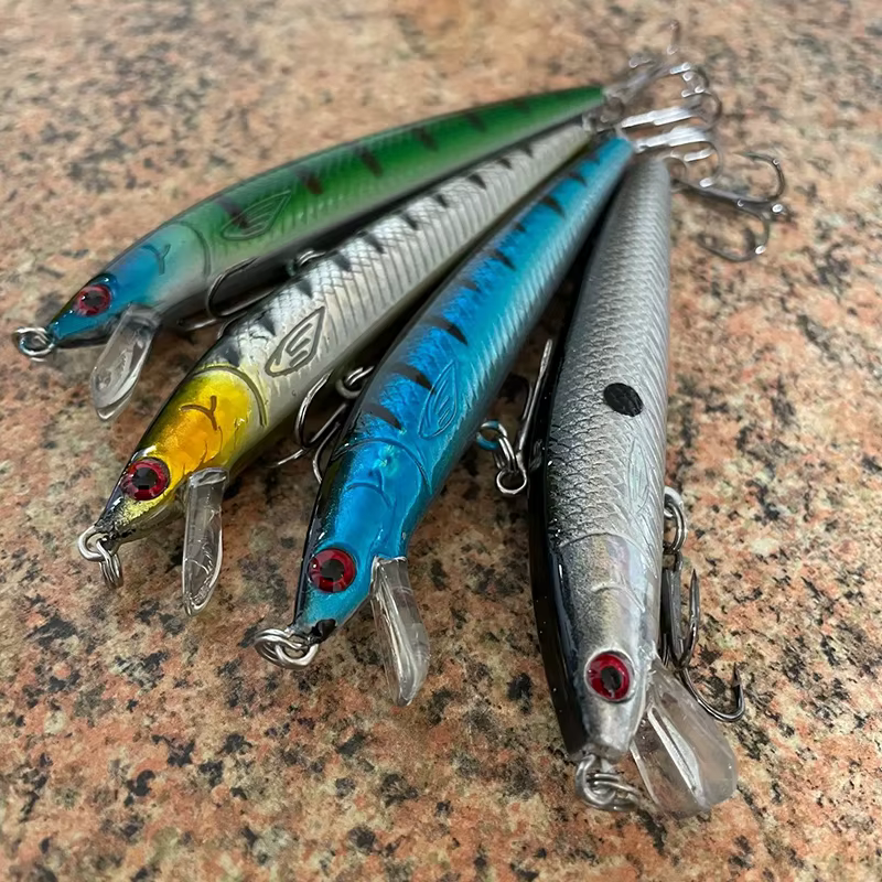 Señuelo Minnow Crankbait Cola Larga Flotante Ojo 3D para Perca - imagen 5