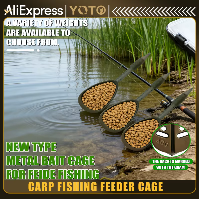 Jaula de cebo YOTO aleación zinc – Suave liviana pesca