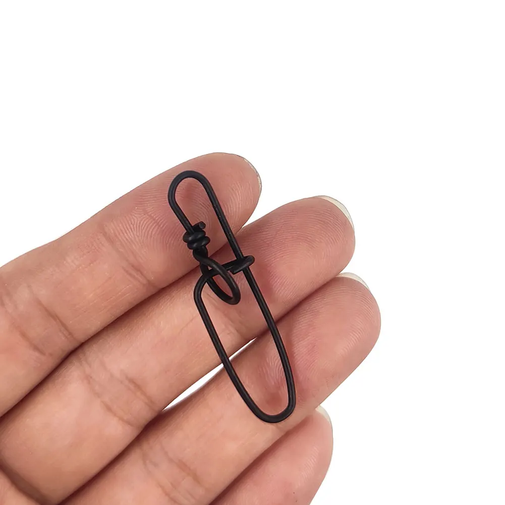 Esmerillones negros con cierre doble de seguridad, acero inox y gancho - imagen 3
