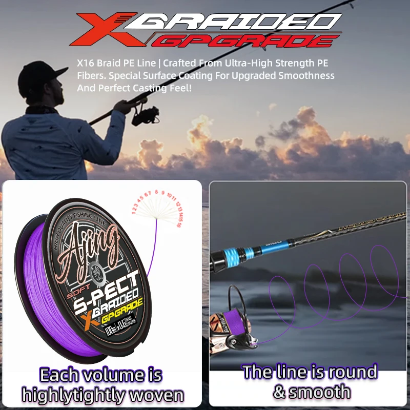 Línea trenzada PE YGK X16 para pesca de carpa en agua salada - imagen 3