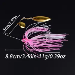 Spinnerbait con falda metálica giratoria para lubina y lucio