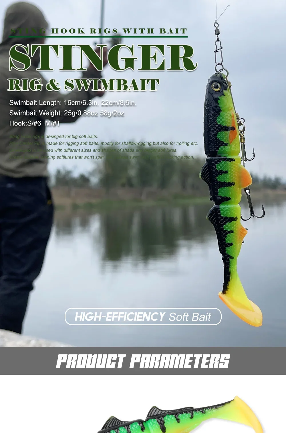 Anzuelo Stinger con cebo suaves 3D Swimbait