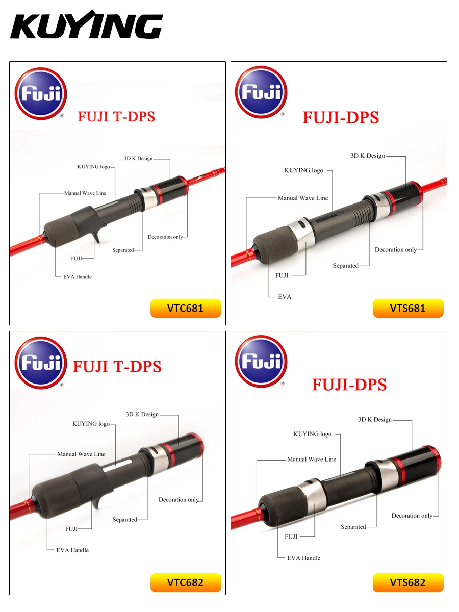 Caña de jigging KUYING Vitamin Sea FUJI carbono para señuelos - imagen 4