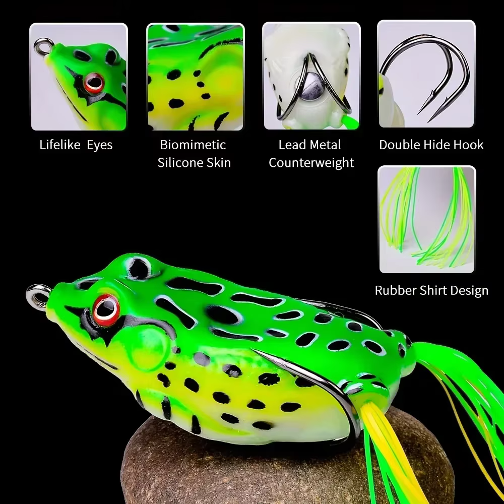Kit Señuelos Topwater Wobblers Popping Tipo Rana para Lubina - imagen 3