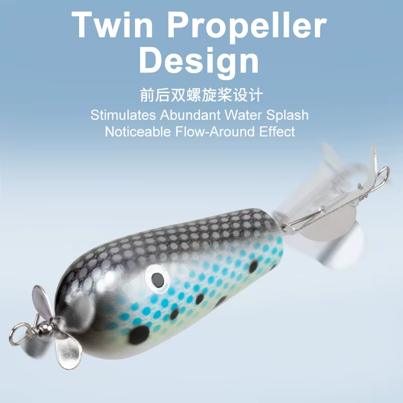 Señuelo Popper Madera Obsession WD129 – Cebo Topwater hélice doble - imagen 4