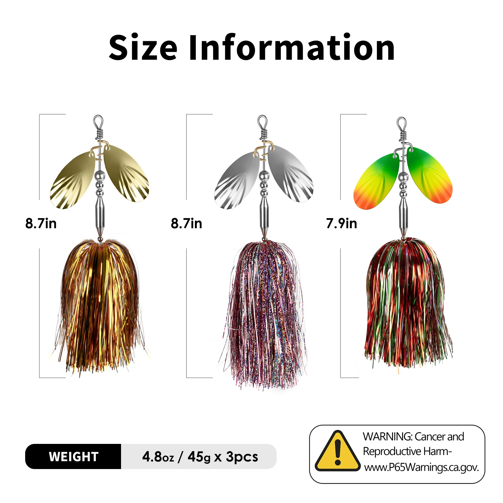 Spinnerbait Musky Bucktail de doble aspa para lubina y trucha - imagen 5