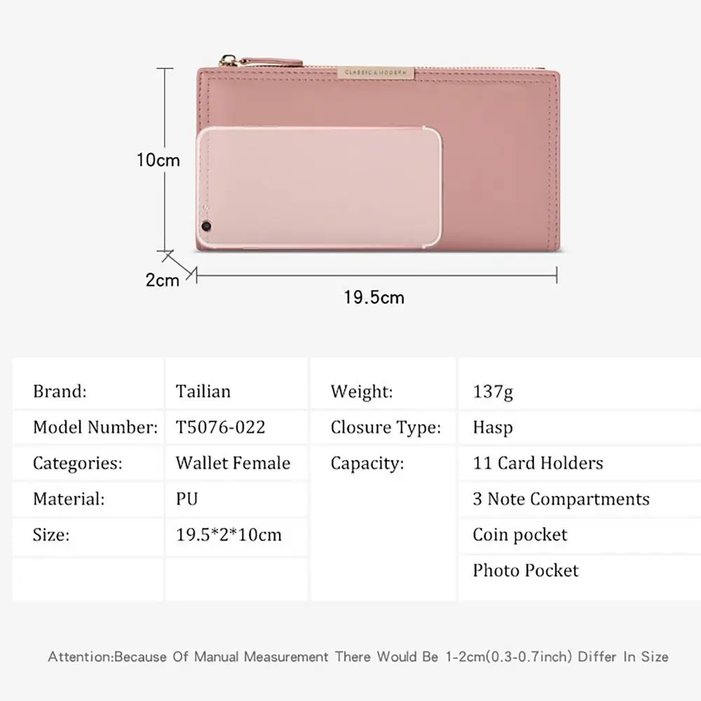 Cartera larga de cuero PU con tarjetero y monedero para mujer - imagen 5