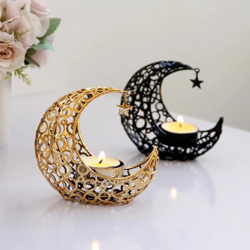 Candelabro Forma Luna en Metal – Decoración Ramadán - imagen 3