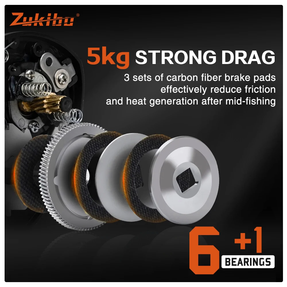 Zukibo Hongguang Carrete Baitcasting Alta Velocidad Lubina Agua Salada - imagen 3