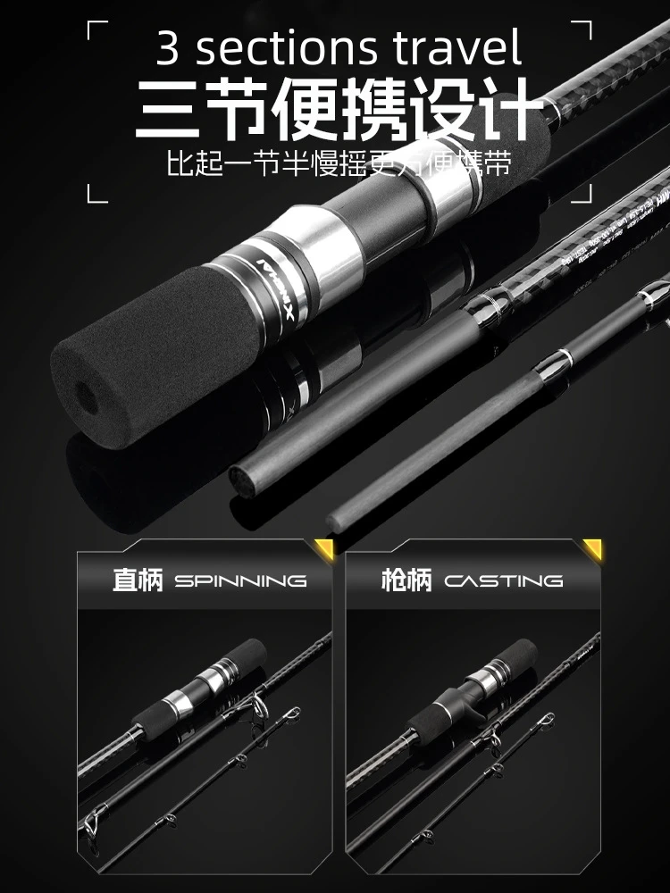 Caña Xinghai de carbono para spinning slow jigging MH, punta sólida - imagen 2