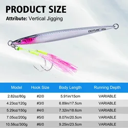 Señuelos de pesca vertical Goture UV metálicos con doble anzuelo