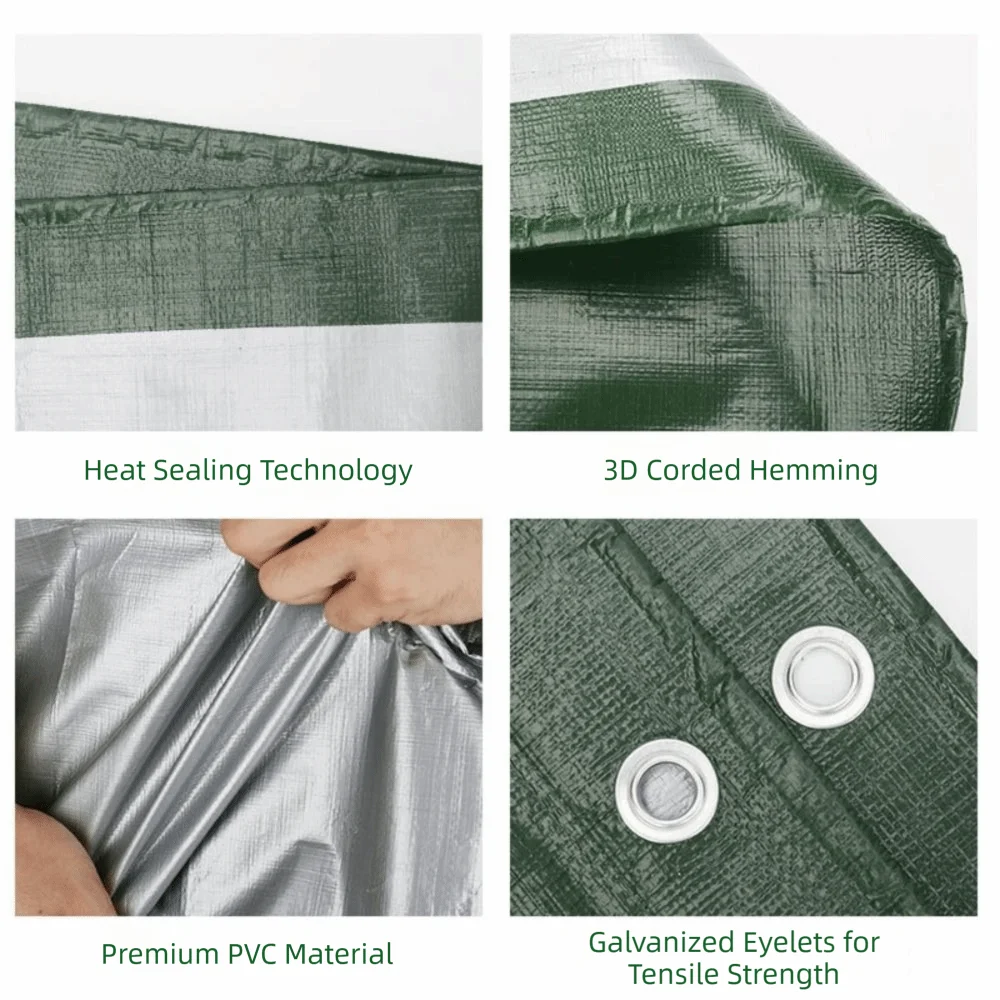Lona impermeable verde multiusos con ojales y refuerzo UV - imagen 4