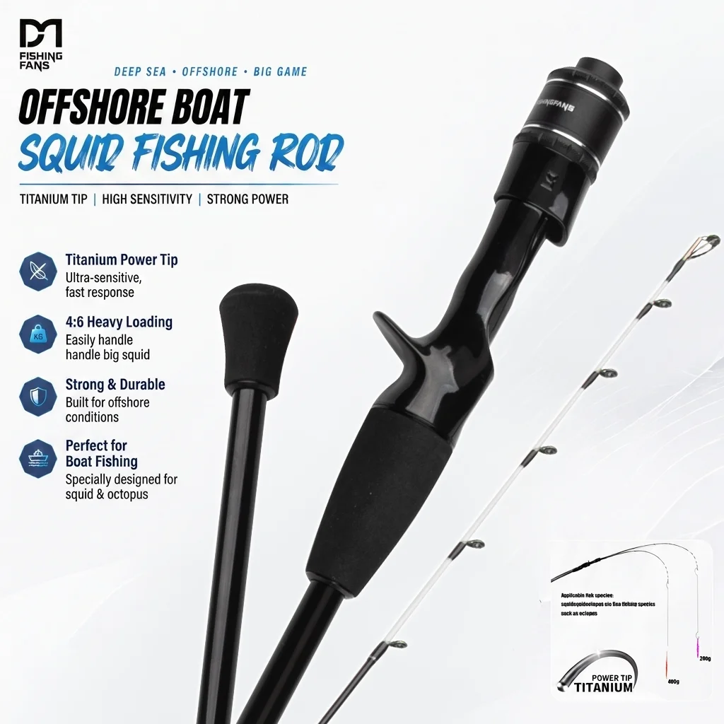 Caña para calamar FISHINGFANS de carbono con punta de titanio - imagen 5