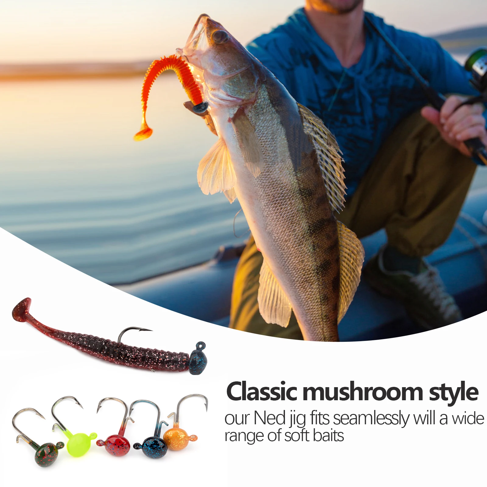Cabezas de jig Ned Rig con forma de hongo