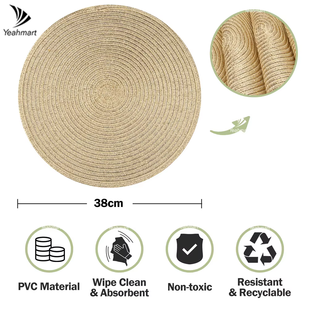 Moqueta de pesca redonda trenzada beige – Antideslizante para orilla - imagen 3