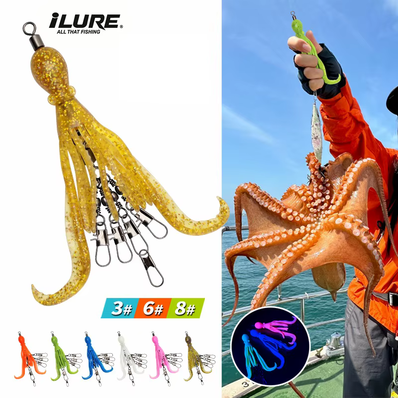 Kit aparejos para calamar con vinilo – Señuelo pesca deportiva - imagen 2