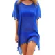 Vestido de playa holgado cuello en V con protección solar talla grande
