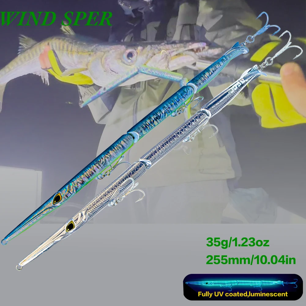 Swimbait articulado 255 mm con lápiz – Aguja hundible para lubina azul